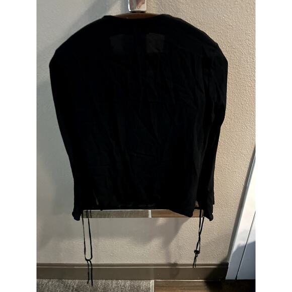 3.1 Phillip Lim Black Silk Long Sleeve V- Neck Wrap Blouse Size 0 - Picture 6 of 12